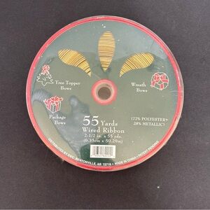 Walmart Wired Metallic Christmas Ribbon 72% Poly 28% Metallic 55 yards x 2 1/2"w